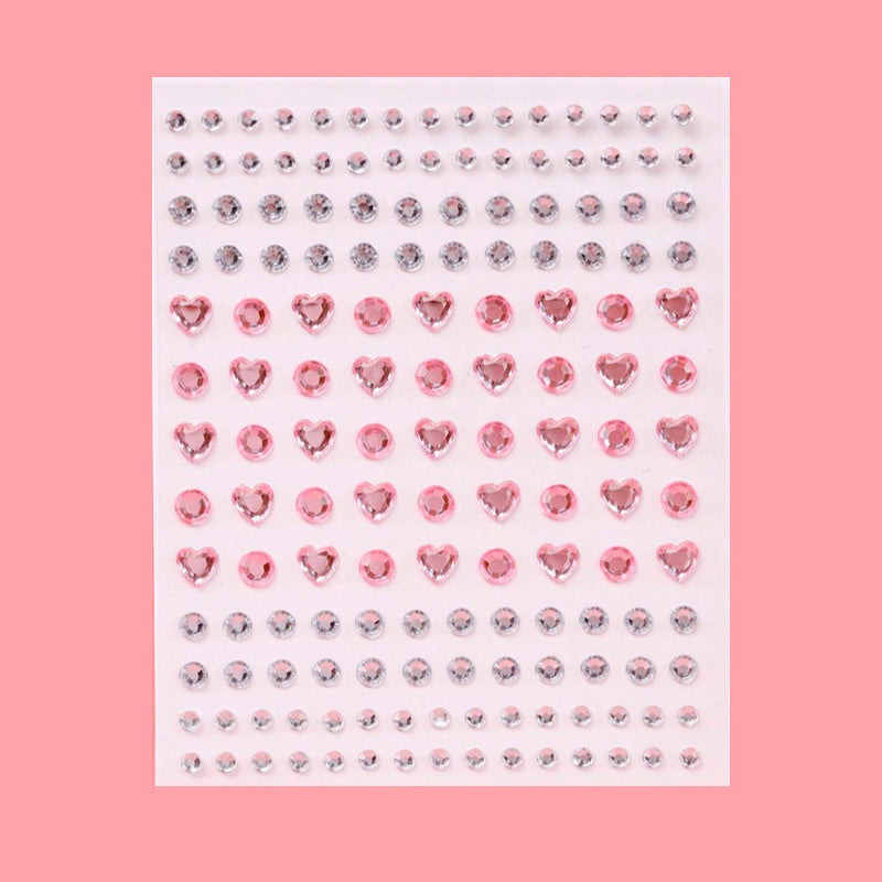 Strass Individuels Autocollants - Coeurs Roses & Diamants