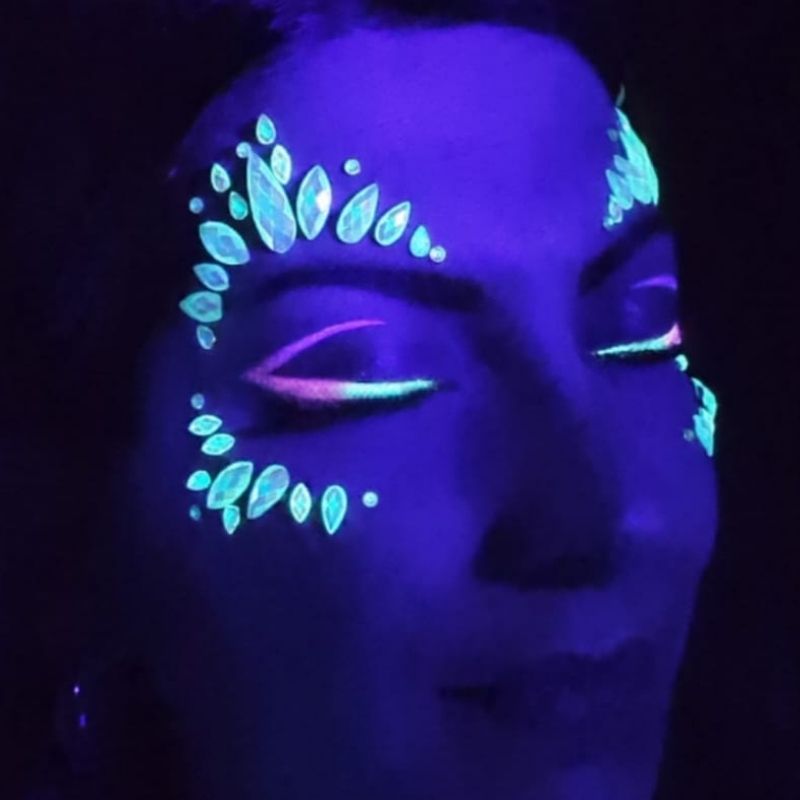 Strass Visage Autocollant - Festival Phosphorescent