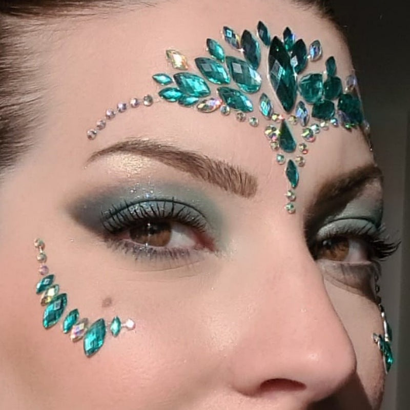 Strass Visage Autocollant - Masque Emeraude