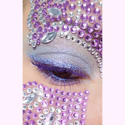 Strass de Visage Papillon Violet et Mascara Violet