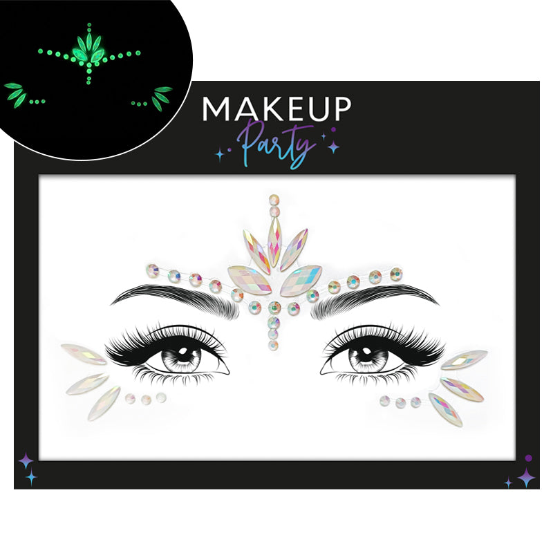 Strass Visage Autocollant - Lotus Holographique & Phosphorescent