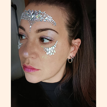 Strass Visage Autocollant - Blanc