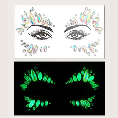 Strass Visage Autocollant - Festival Phosphorescent