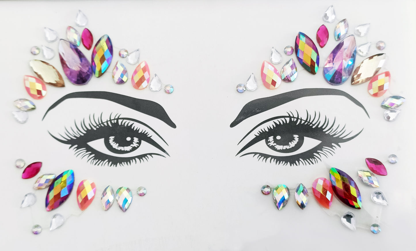 Strass Visage Autocollant - Festival Holographique Multicolore