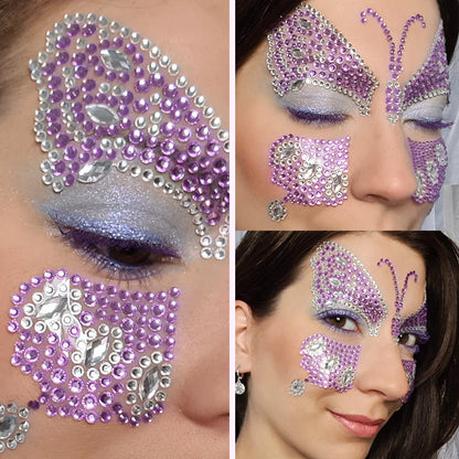 Strass de Visage Papillon Violet