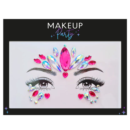 Strass Visage Autocollant - Rose & Holographique