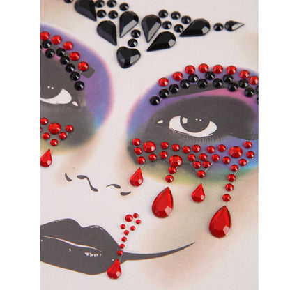 Strass Visage Autocollant Rouge & Noir Vampire