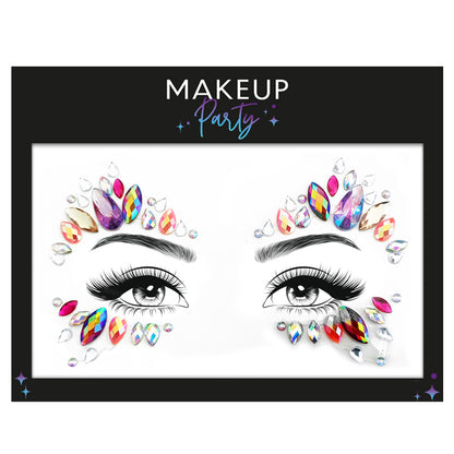 Strass Visage Autocollant - Festival Holographique Multicolore