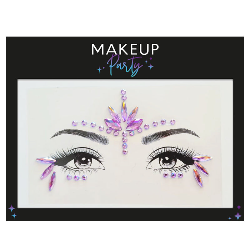 Strass Visage Autocollant - Lotus Violet Holographique