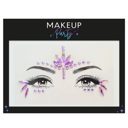 Strass Visage Autocollant - Lotus Violet Holographique