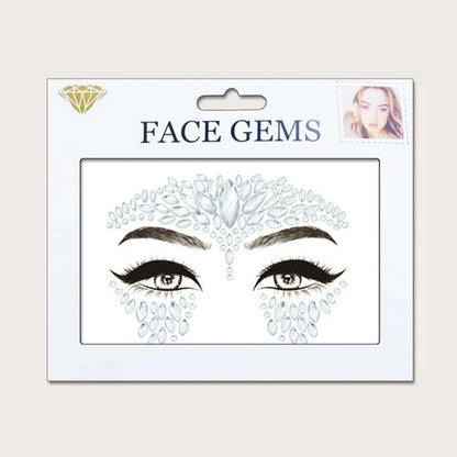 Strass Visage Autocollant - Blanc