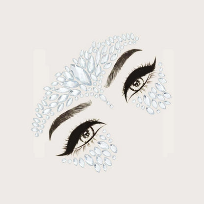 Strass Visage Autocollant - Blanc