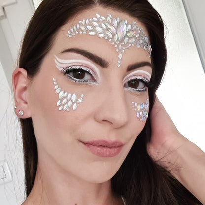 Strass Visage Autocollant - Blanc