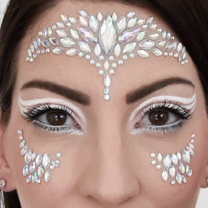 Strass Visage Autocollant - Blanc