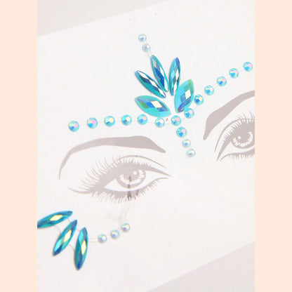 Strass Visage Autocollant - Lotus Bleu Holographique