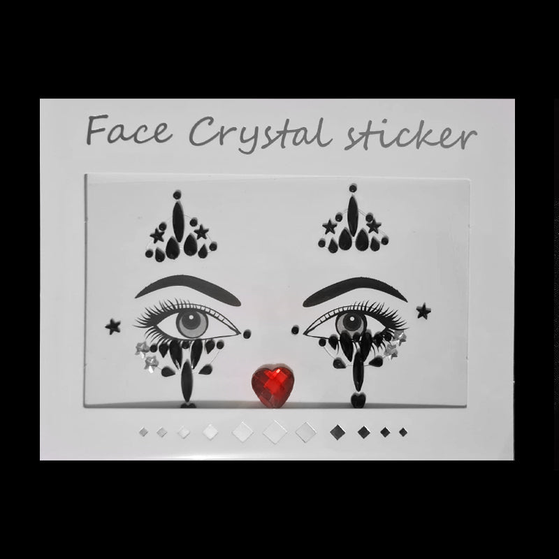 Strass Visage Autocollant - Clown Nez Coeur