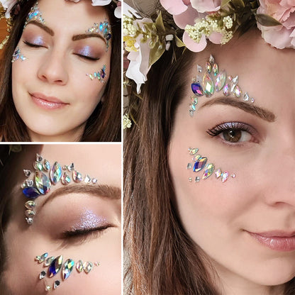 Strass Visage Autocollant - Festival Holographique & Violet