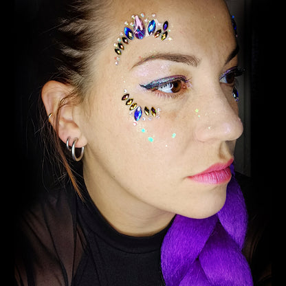 Strass Visage Autocollant - Multicolore Holographique