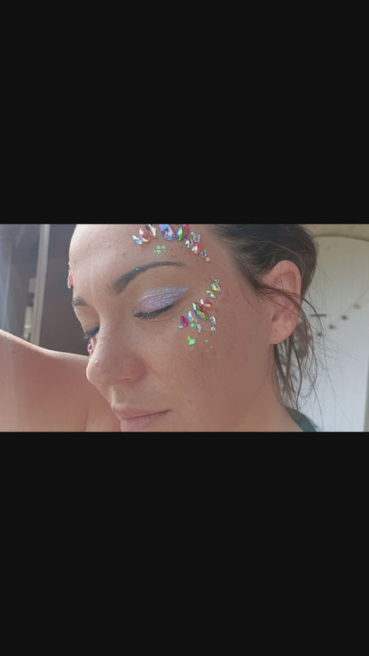 Strass Visage Autocollant - Festival Holographique Multicolore